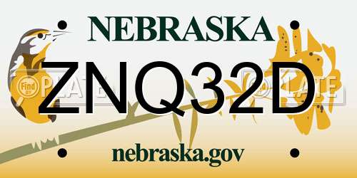 ZNQ32D Nebraska License Plate