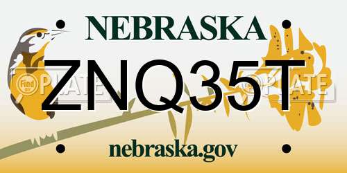 ZNQ35T Nebraska License Plate