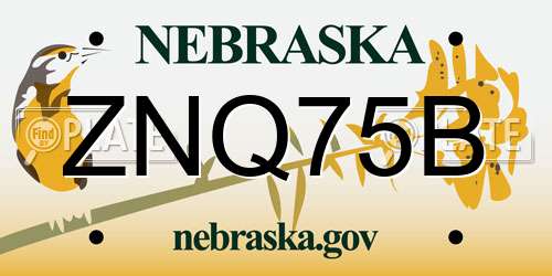 ZNQ75B Nebraska License Plate