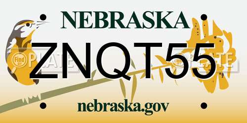 ZNQT55 Nebraska License Plate