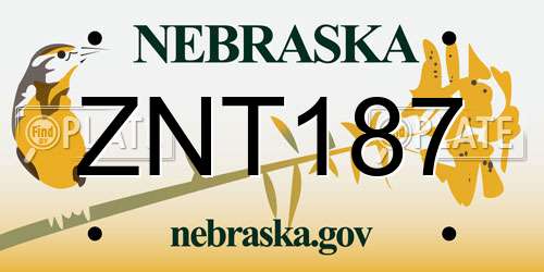 ZNT187 Nebraska License Plate