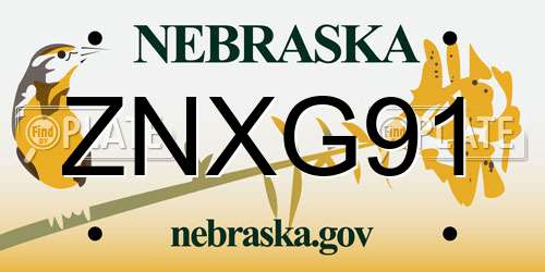 ZNXG91 Nebraska License Plate
