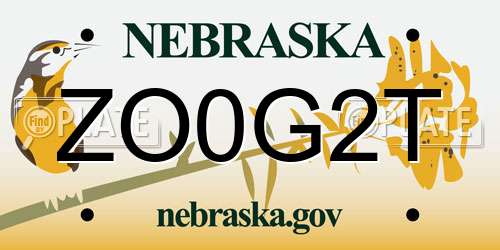 ZO0G2T Nebraska License Plate