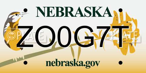 ZO0G7T Nebraska License Plate