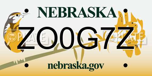 ZO0G7Z Nebraska License Plate