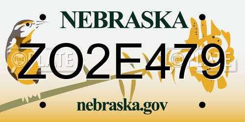 ZO2E479 Nebraska License Plate
