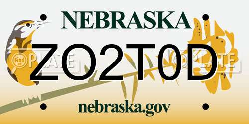 ZO2T0D Nebraska License Plate