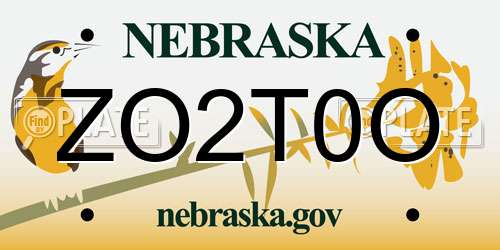 ZO2T0O Nebraska License Plate