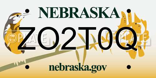 ZO2T0Q Nebraska License Plate