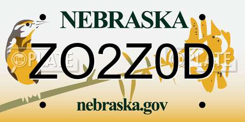 ZO2Z0D Nebraska License Plate