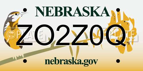 ZO2Z0Q Nebraska License Plate
