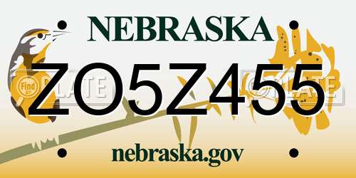 ZO5Z455 Nebraska License Plate