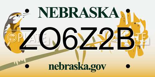 ZO6Z2B Nebraska License Plate
