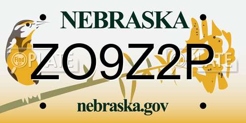 ZO9Z2P Nebraska License Plate