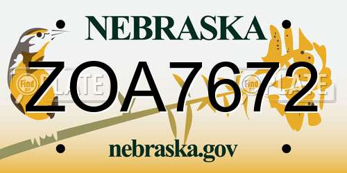 ZOA7672 Nebraska License Plate