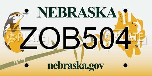 ZOB504 Nebraska License Plate