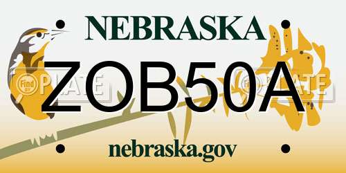 ZOB50A Nebraska License Plate