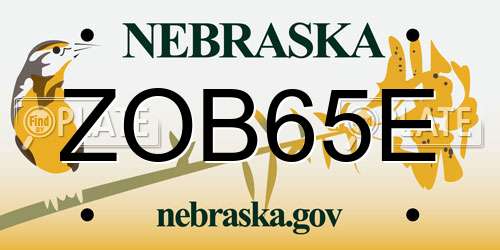 ZOB65E Nebraska License Plate
