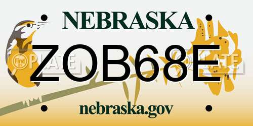 ZOB68E Nebraska License Plate