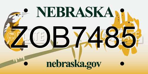ZOB7485 Nebraska License Plate