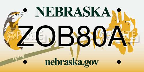 ZOB80A Nebraska License Plate