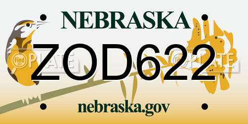 ZOD622 Nebraska License Plate