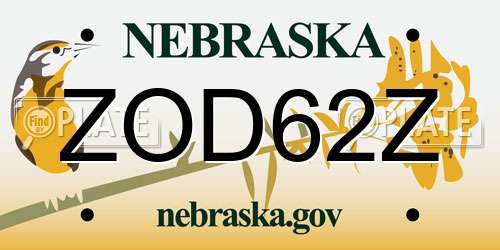 ZOD62Z Nebraska License Plate