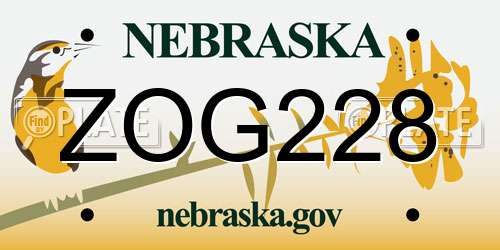 ZOG228 Nebraska License Plate
