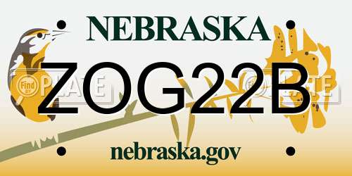 ZOG22B Nebraska License Plate