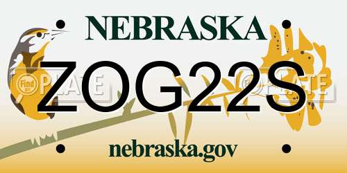ZOG22S Nebraska License Plate