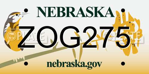 ZOG275 Nebraska License Plate