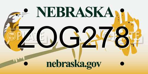 ZOG278 Nebraska License Plate