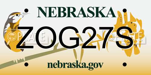 ZOG27S Nebraska License Plate
