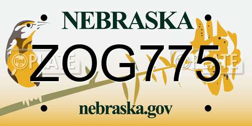 ZOG775 Nebraska License Plate