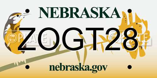 ZOGT28 Nebraska License Plate