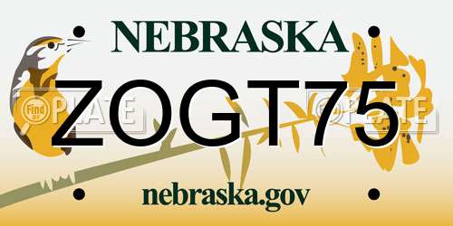 ZOGT75 Nebraska License Plate