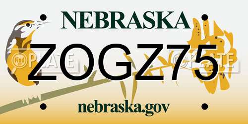 ZOGZ75 Nebraska License Plate