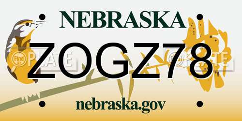 ZOGZ78 Nebraska License Plate