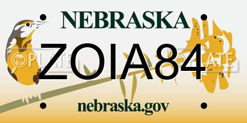 ZOIA84 Nebraska License Plate