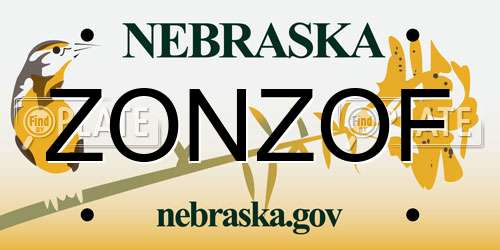 ZONZOF Nebraska License Plate