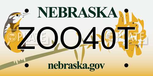 ZOO40T Nebraska License Plate