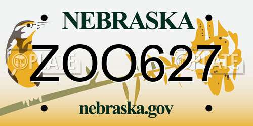 ZOO627 Nebraska License Plate