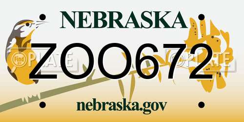 ZOO672 Nebraska License Plate