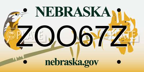 ZOO67Z Nebraska License Plate