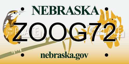 ZOOG72 Nebraska License Plate