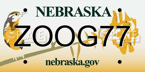 ZOOG77 Nebraska License Plate