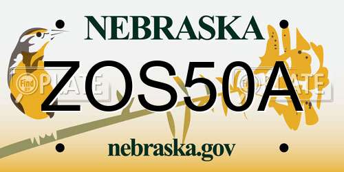 ZOS50A Nebraska License Plate