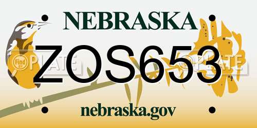 ZOS653 Nebraska License Plate