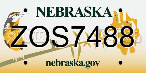 ZOS7488 Nebraska License Plate