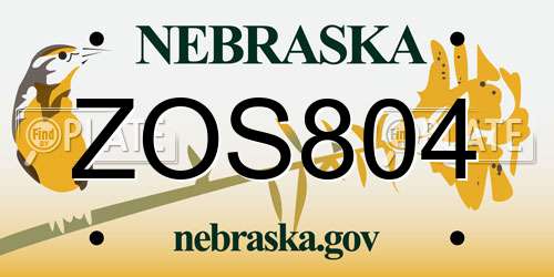 ZOS804 Nebraska License Plate